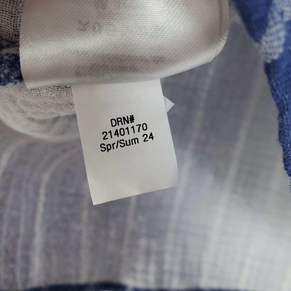 Eddie Bauer Carry On Shirred Short Sleeve Shirt XL Bluebird Boxy Relaxed Fit NEW - Picture 11 of 14